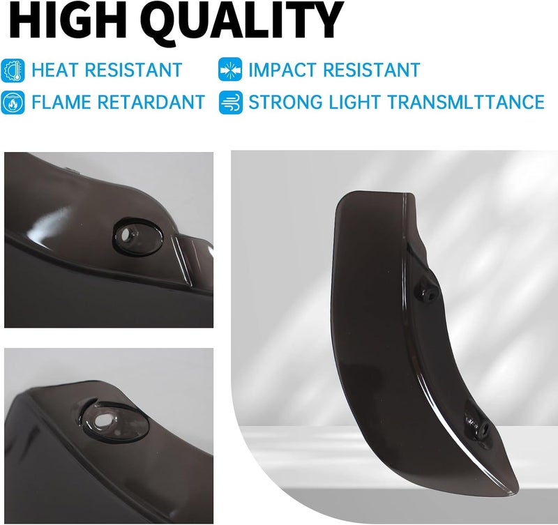 KAKABAS Smoke Wide Wind Deflector for Touring,Side Wind Windshield Fairing Air Deflectors Compatible with Harley 2015-2021 Touring Road Glide Special FLTRXS FLTRX CVO Ultra FLTRUSE Ultra FLTRU Limited - Image 3
